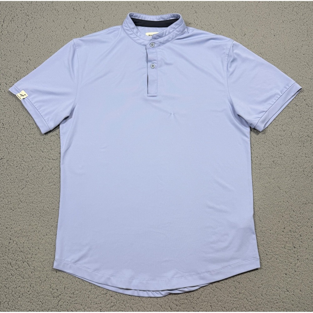 Mantra Polo Shirt Mens Small Blue Catalyst Band Collar Performance Athletic
